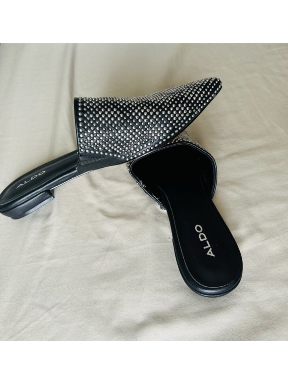Aldo Black Miles Wits Silver Aceents Women’s Shoes Size 7 .5 - Picture 3 of 6